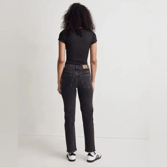 Madewell The Mid-Rise Perfect Vintage Straight Jean Black Ripped Edition Size 26 - Picture 5 of 13